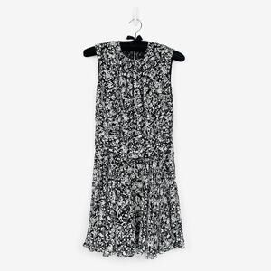 Derek Lam Floral Mini Dress Size 0 Black White Silk Quiet Luxury Glam Cocktail